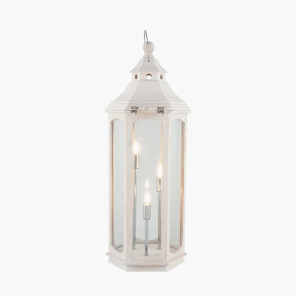 Adaline Antique Wood Lantern Table Lamp- Grey / White Wash - Image 20