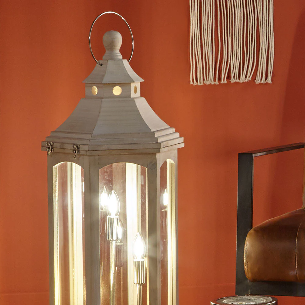 Adaline Antique Wood Lantern Table Lamp- Grey / White Wash - Image 23