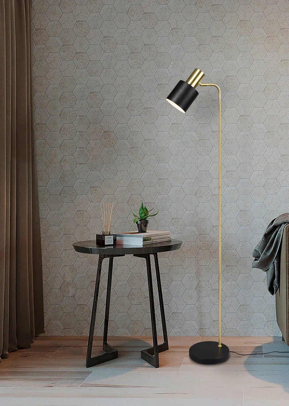 Adam Task/Reading Floor Lamp- Black & Gold - Image 2
