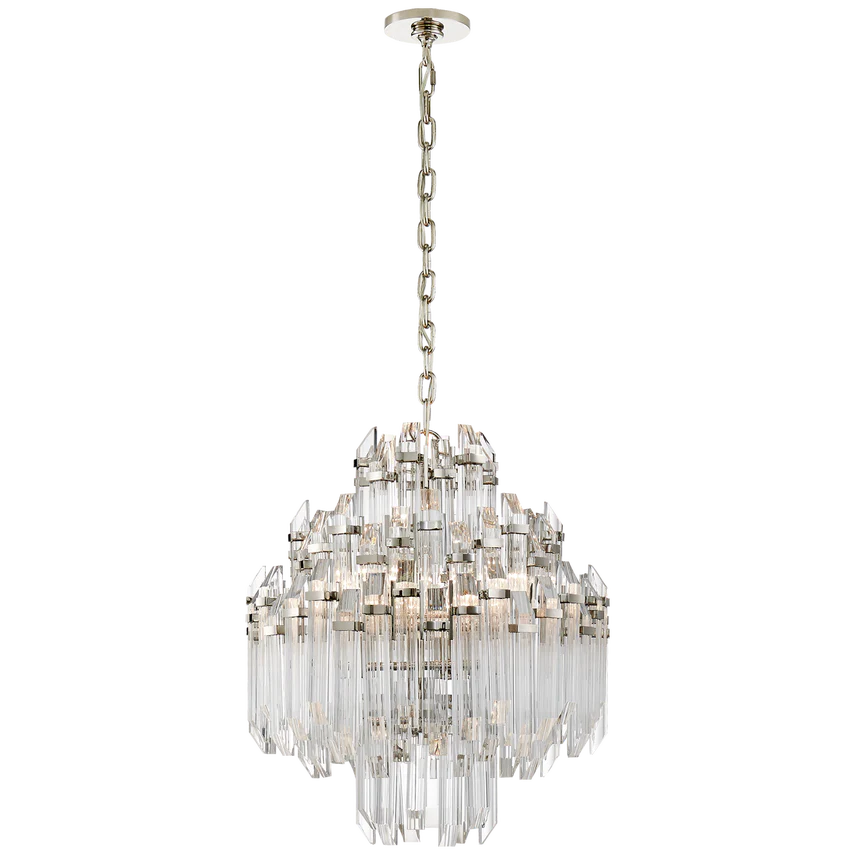Adele Three/Four Tier Waterfall Chandelier - Polished Nickel/ Antique Brass Finishes - Image 2