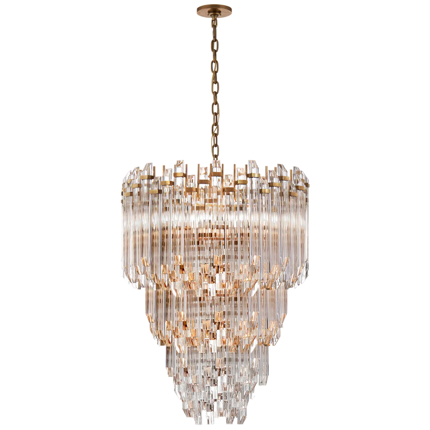 Adele Three/Four Tier Waterfall Chandelier - Polished Nickel/ Antique Brass Finishes - Image 3