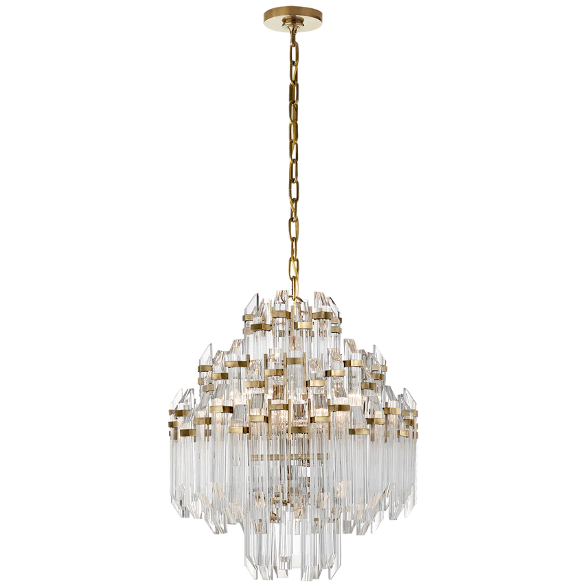 Adele Three/Four Tier Waterfall Chandelier - Polished Nickel/ Antique Brass Finishes - Image 4