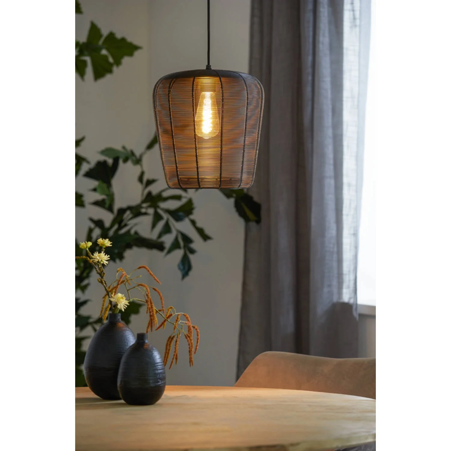 Adeta 1Lt Pendant Matt Black/ Gold - Various Sizes - Image 13