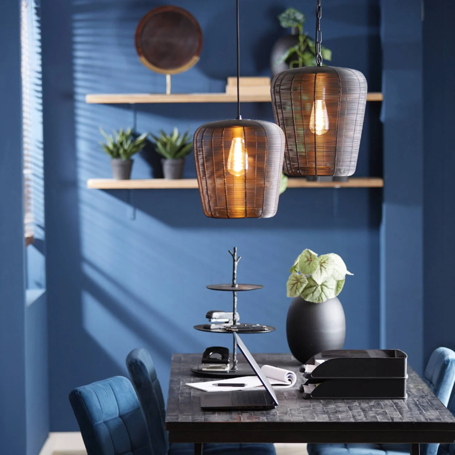 Adeta 1Lt Pendant Matt Black/ Gold - Various Sizes - Image 2