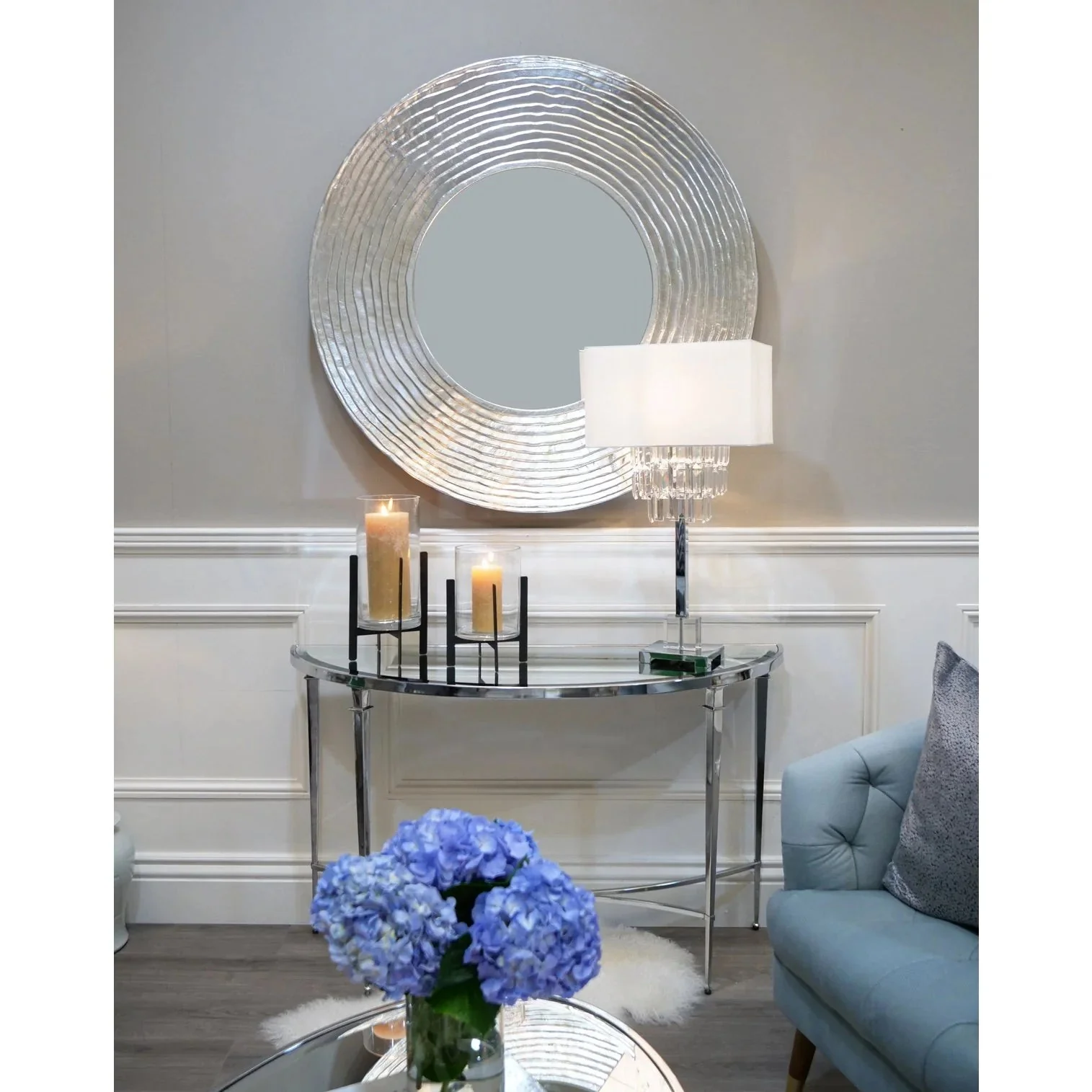 Adley Console Table - Chrome & Mirror Top Finish - Image 3
