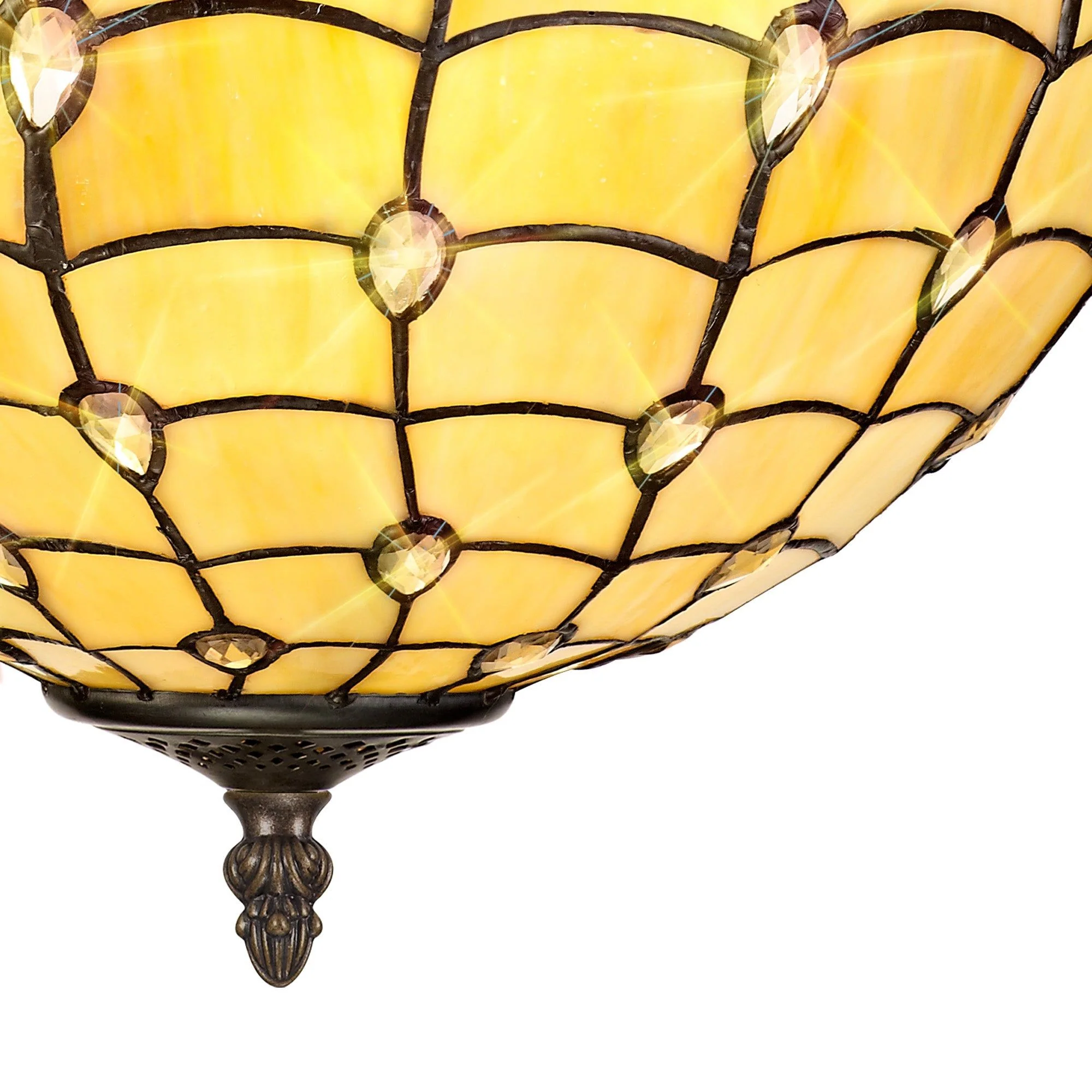 Aero 2/3 Light Semi Ceiling E27 Beige/Clear Crystal/Aged Antique Brass - Image 2