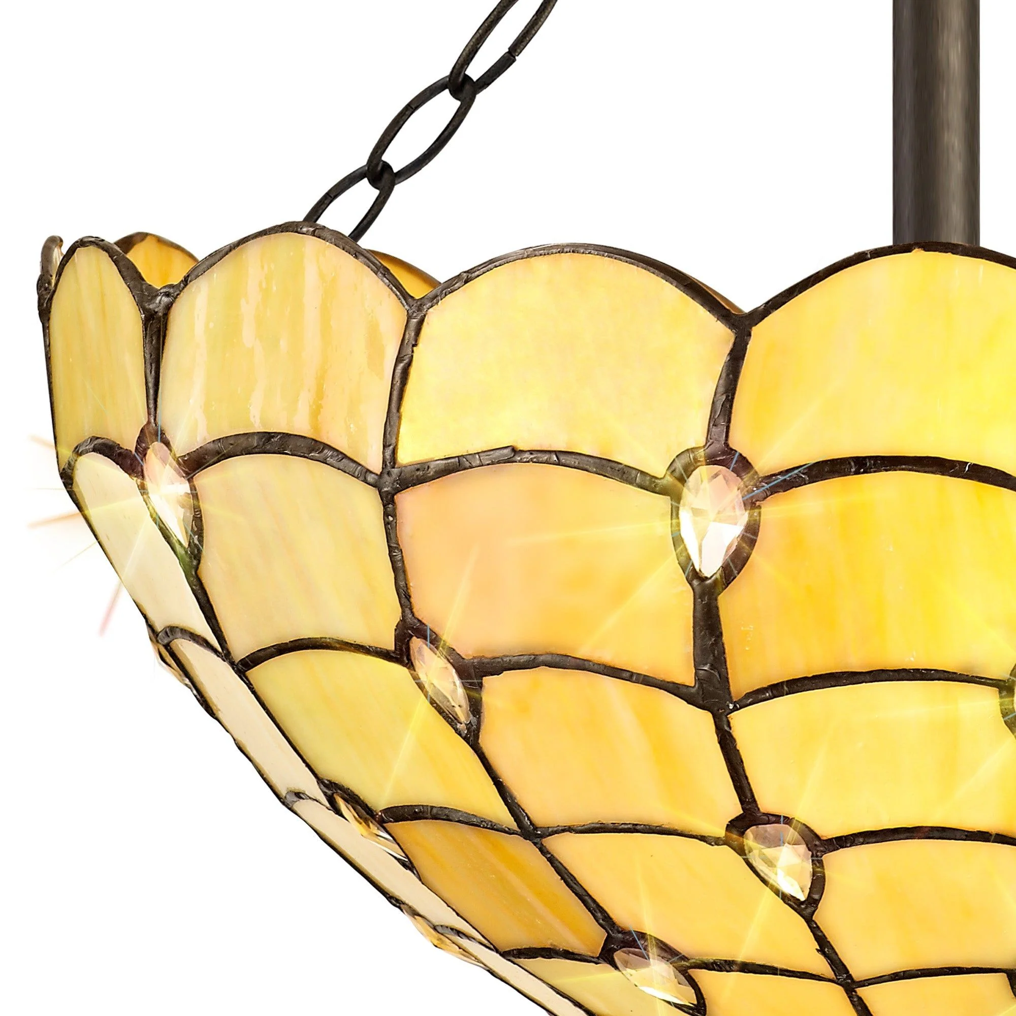 Aero 2/3 Light Semi Ceiling E27 Beige/Clear Crystal/Aged Antique Brass - Image 3