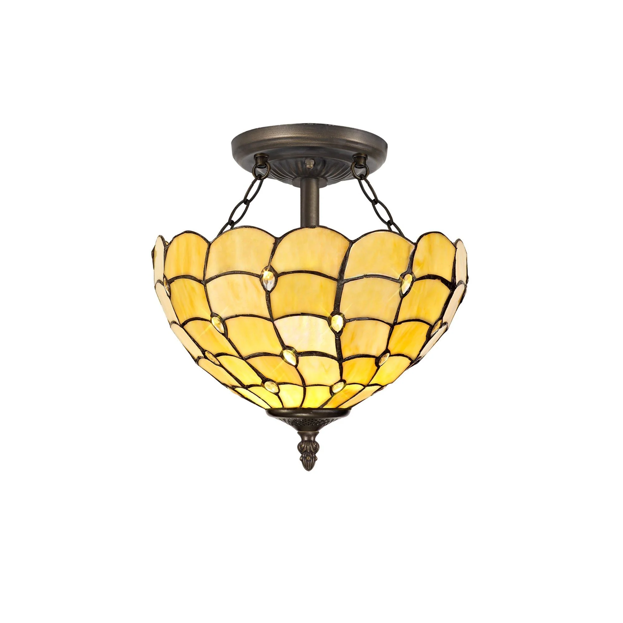 Aero 2/3 Light Semi Ceiling E27 Beige/Clear Crystal/Aged Antique Brass - Image 5