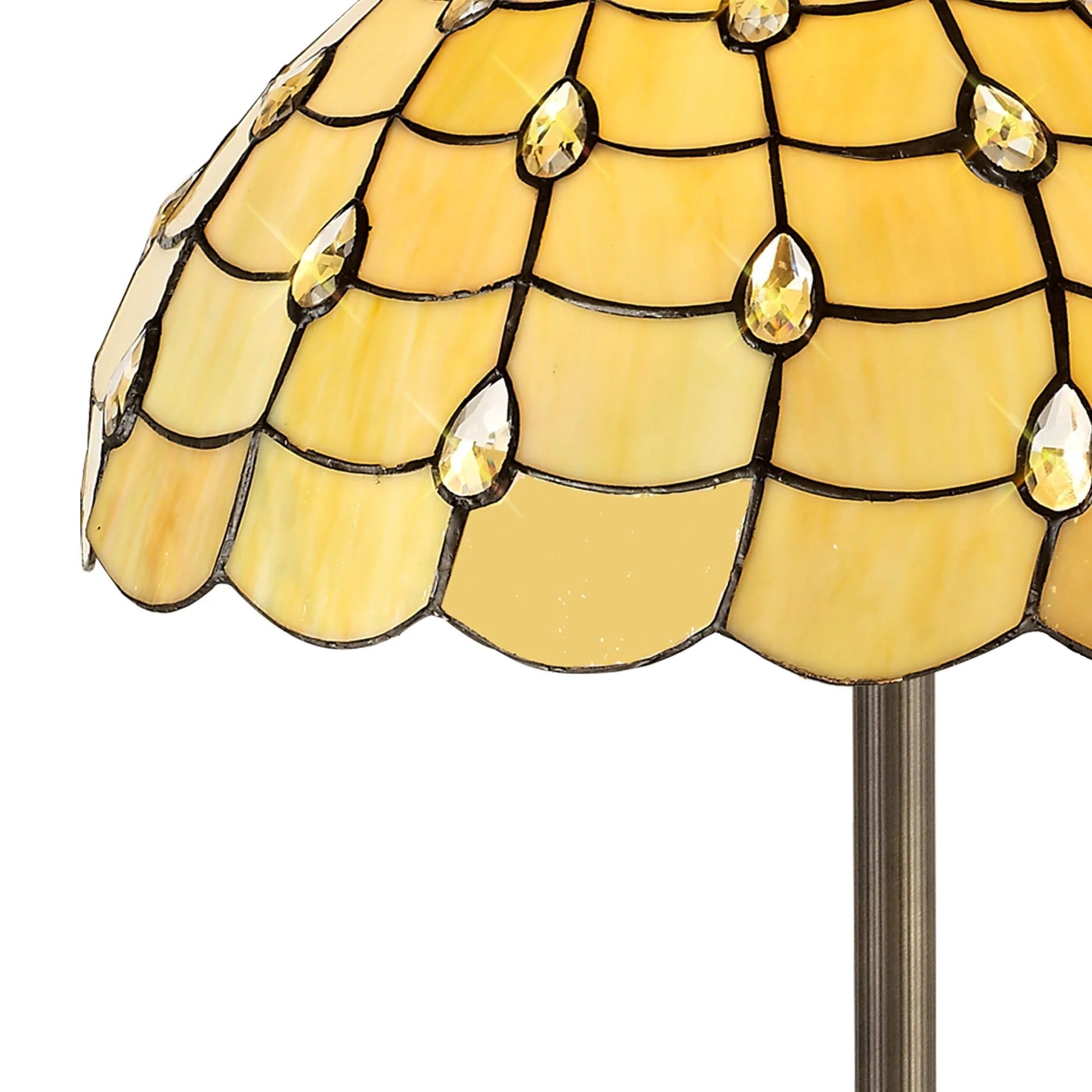 Aero 2 Light Stepped Design Floor Lamp E27 With 40/50cm Tiffany Shade, Beige/Clear Crystal/Aged Antique Brass - Image 6