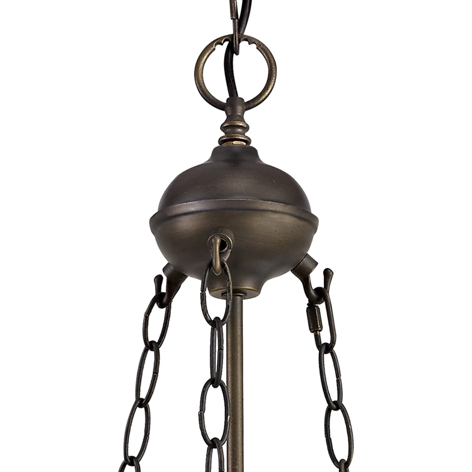 Aero 2 Light Uplighter Pendant E27 With 30cm Tiffany Shade, Beige/Clear Crystal/Aged Antique Brass - Image 7