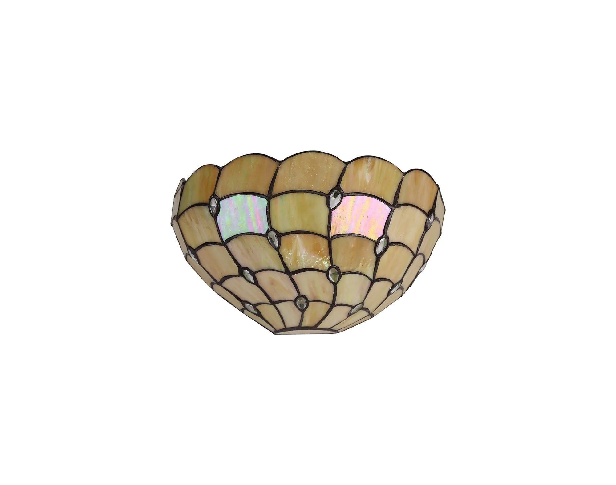 Aero Tiffany 30cm Wall Lamp, 2 x E14, Beige/Clear Crystal - Image 2