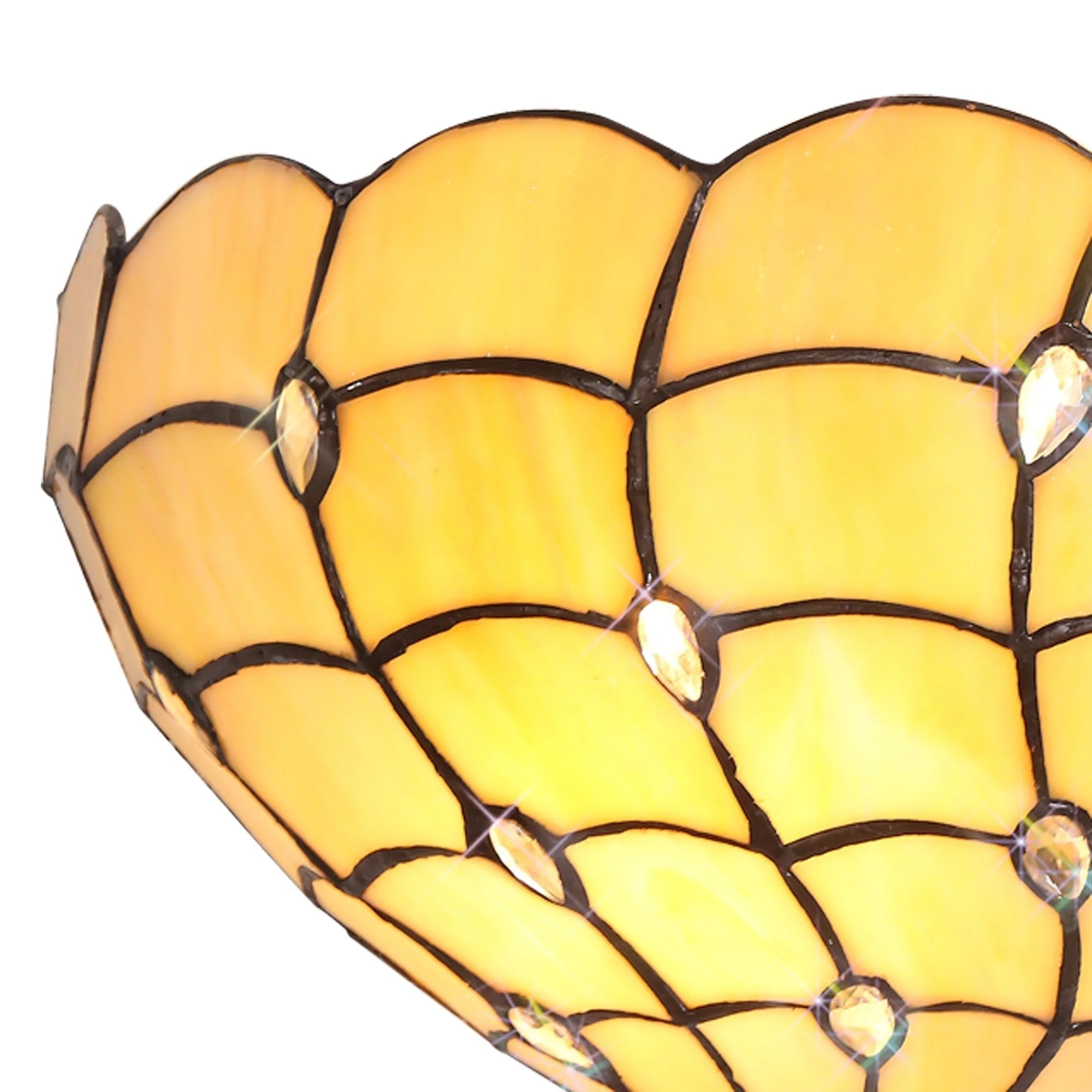 Aero Tiffany 30cm Wall Lamp, 2 x E14, Beige/Clear Crystal - Image 3