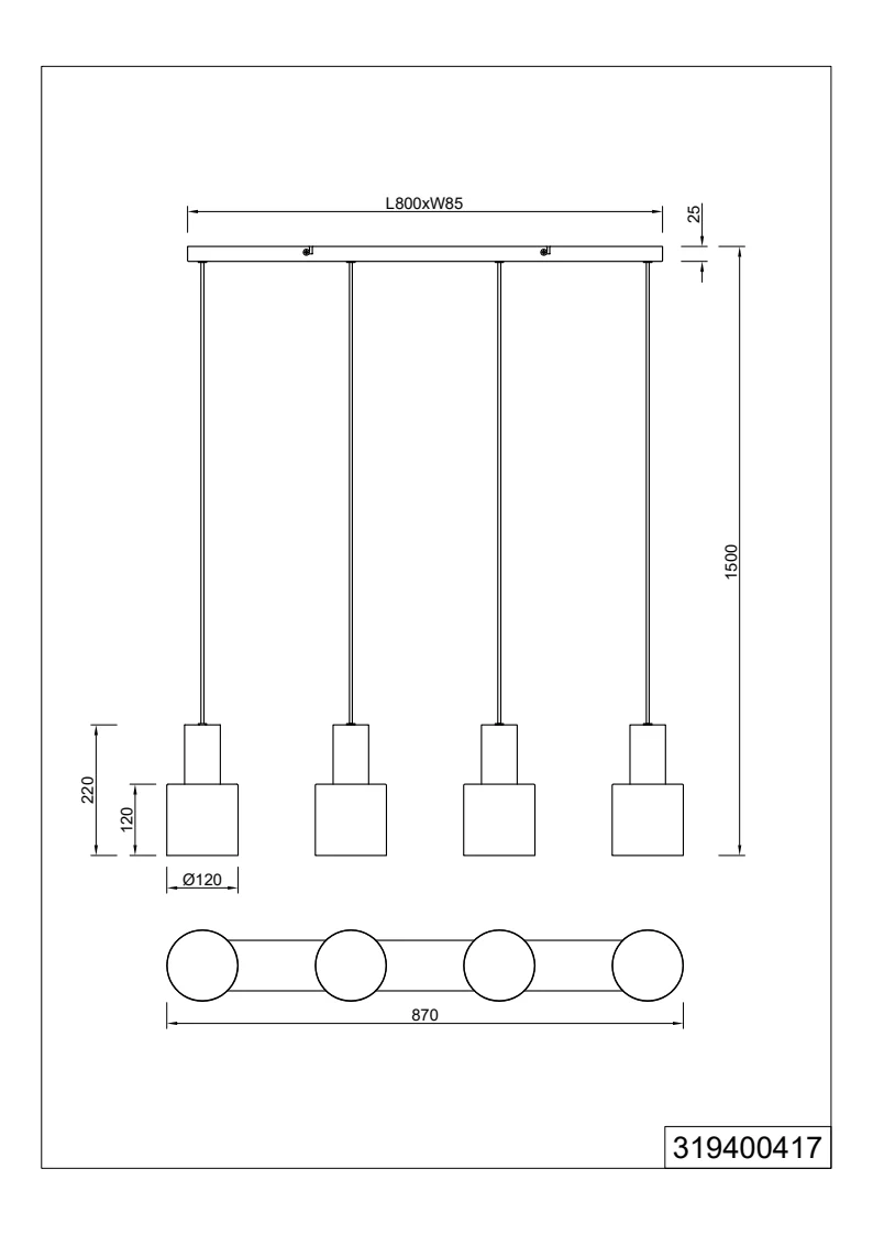Agudo 4/6Lt Linear Pendant - Image 2