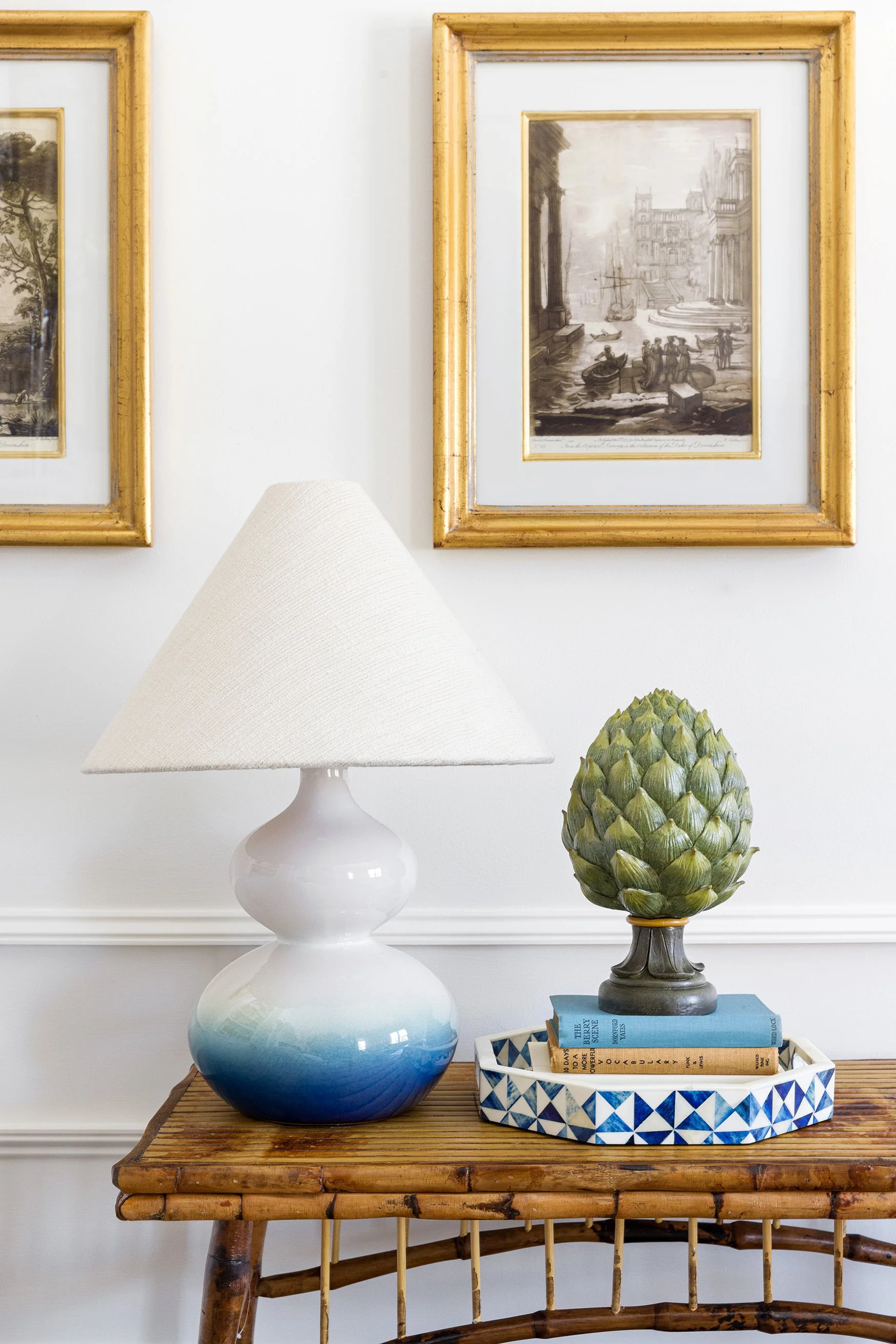Aimee 1Lt Table Lamp - Aged Brass/ Blue Ombre Ceramic - Image 2