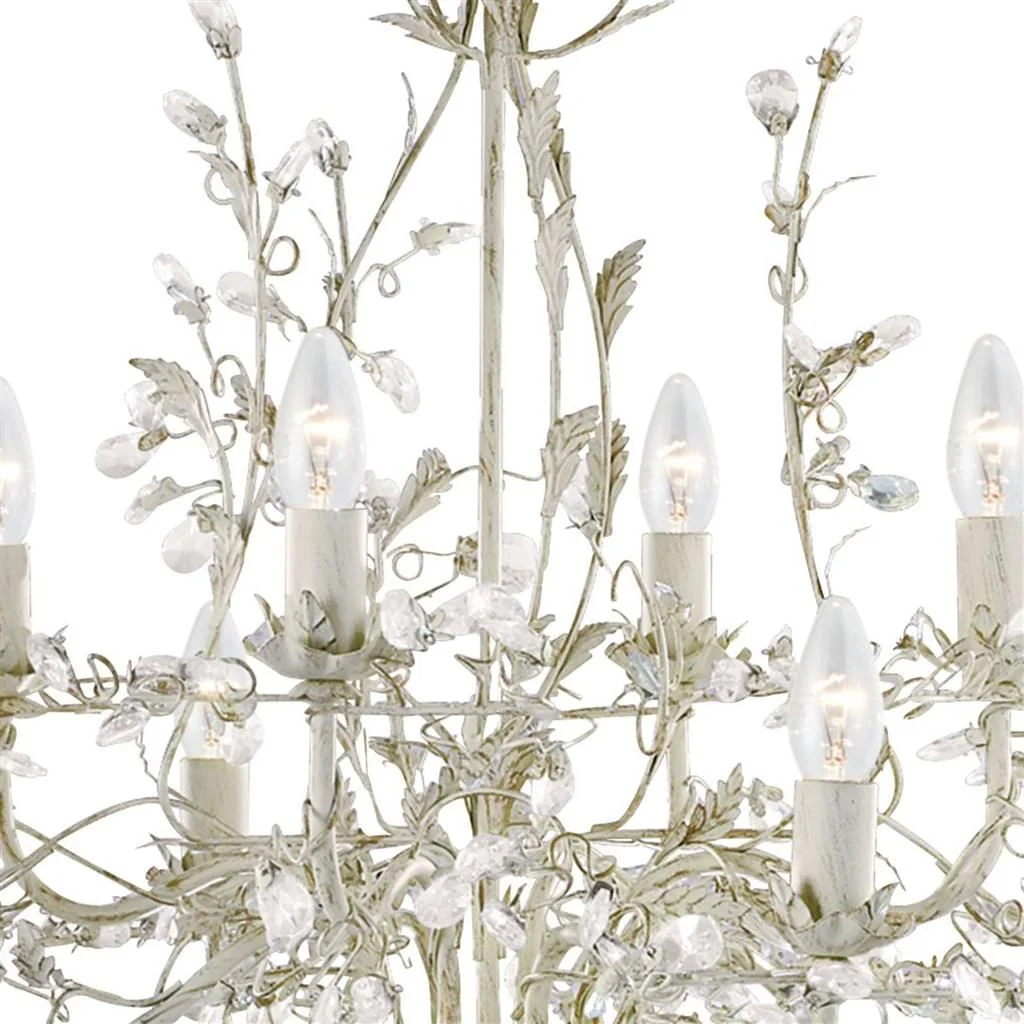 Alamandite 5/8Lt Centre Ceiling Light - Cream Gold Leaves & Clear Crystal Finish - Image 2