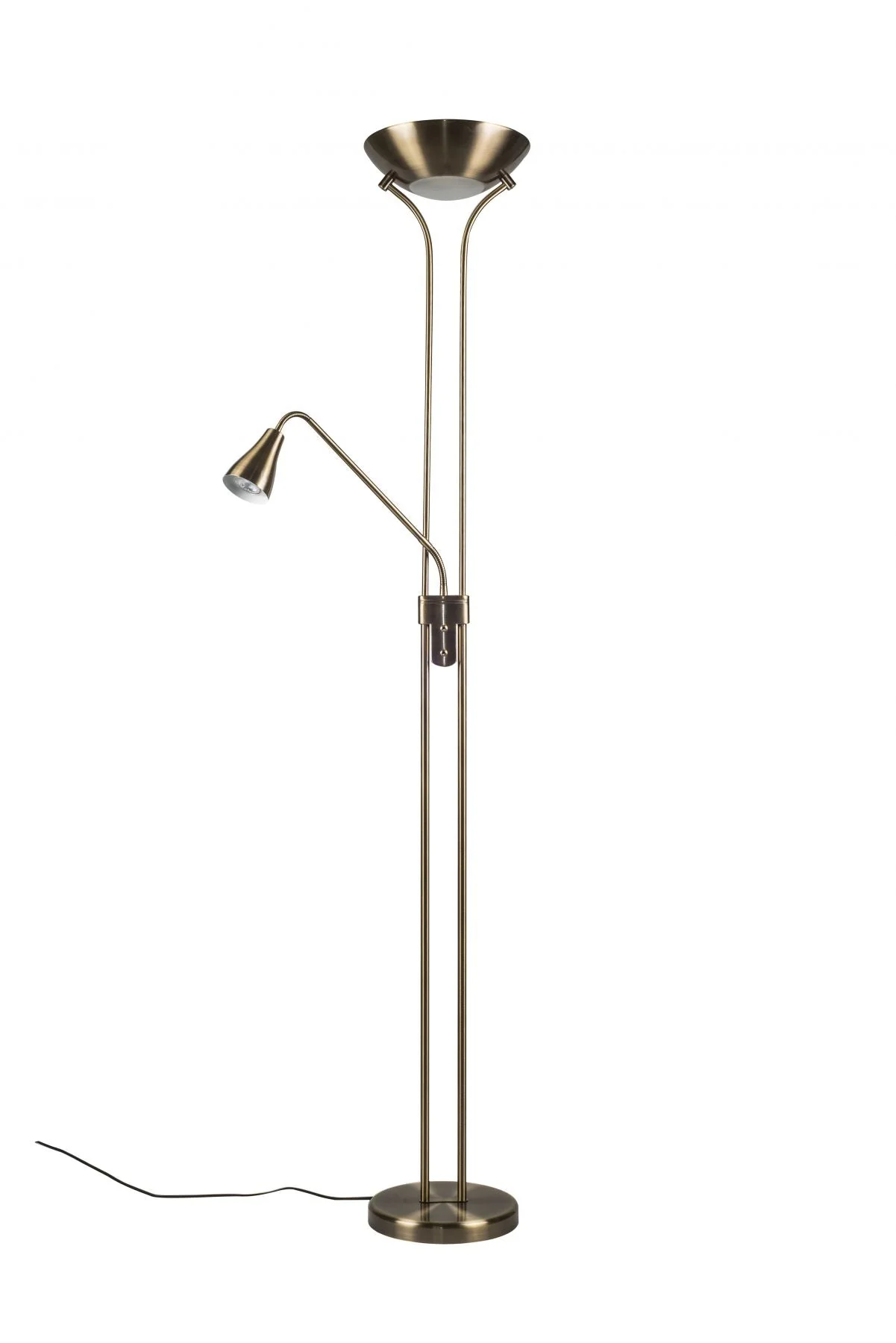 Alba Mother and Child 2Lt Floor Lamp Antique Brass & Satin Chrome - Image 2