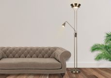 Alba Mother and Child 2Lt Floor Lamp Antique Brass & Satin Chrome - Image 4