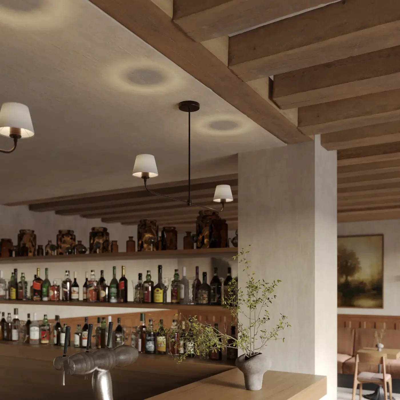 Albany Double Pendant Light - Natural Cotton Shades - Image 7