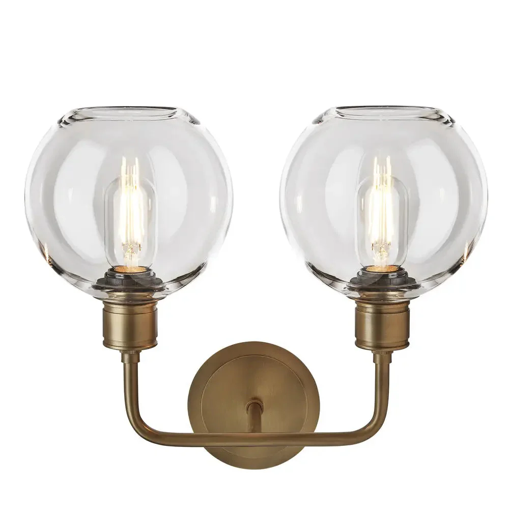 Albany Glass Globe 1/2Lt Wall Light - Clear/ Mocha Shades - Image 10