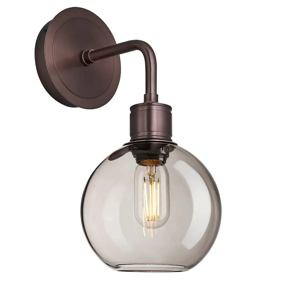 Albany Glass Globe 1/2Lt Wall Light - Clear/ Mocha Shades - Image 11
