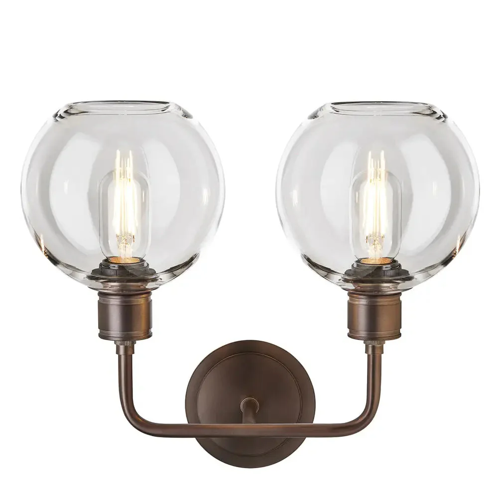 Albany Glass Globe 1/2Lt Wall Light - Clear/ Mocha Shades - Image 12