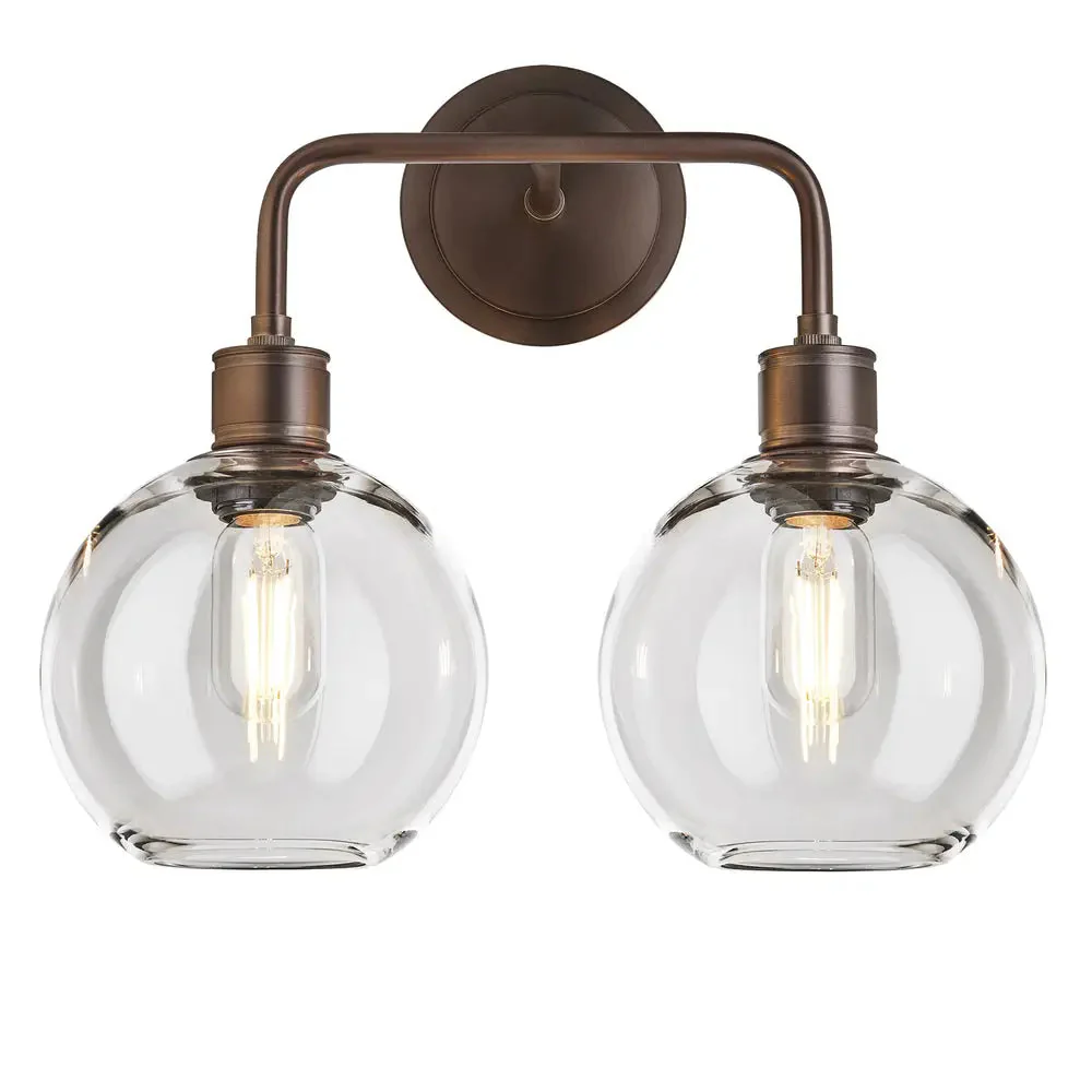 Albany Glass Globe 1/2Lt Wall Light - Clear/ Mocha Shades - Image 13