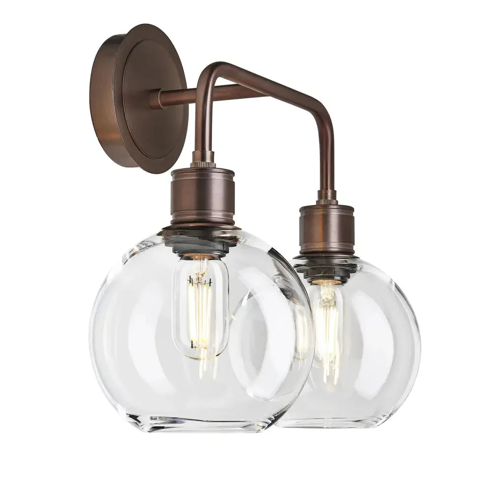 Albany Glass Globe 1/2Lt Wall Light - Clear/ Mocha Shades - Image 14