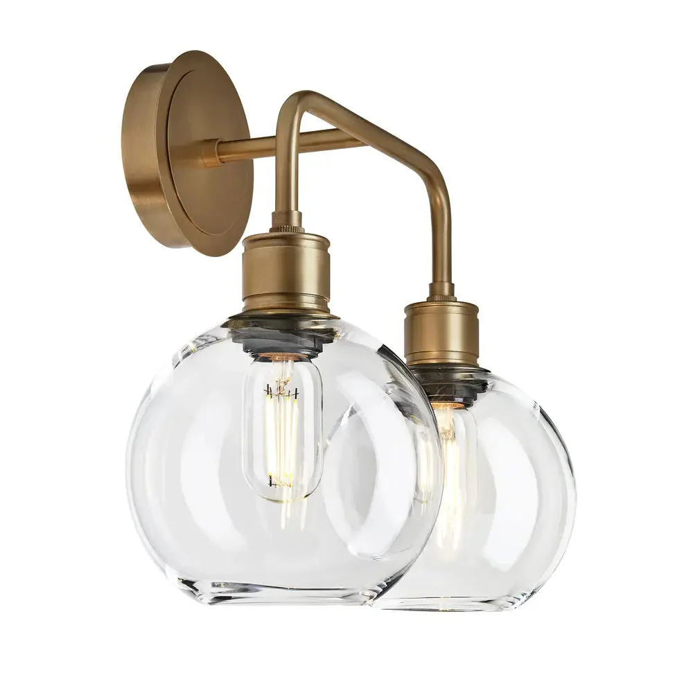 Albany Glass Globe 1/2Lt Wall Light - Clear/ Mocha Shades - Image 15
