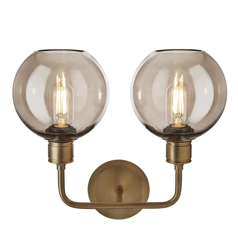 Albany Glass Globe 1/2Lt Wall Light - Clear/ Mocha Shades - Image 16