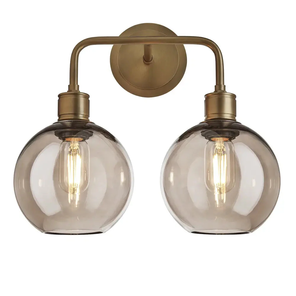Albany Glass Globe 1/2Lt Wall Light - Clear/ Mocha Shades - Image 17