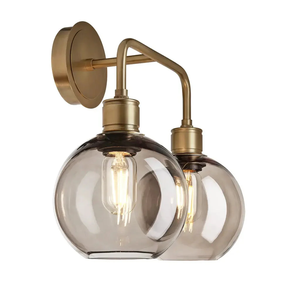 Albany Glass Globe 1/2Lt Wall Light - Clear/ Mocha Shades - Image 18