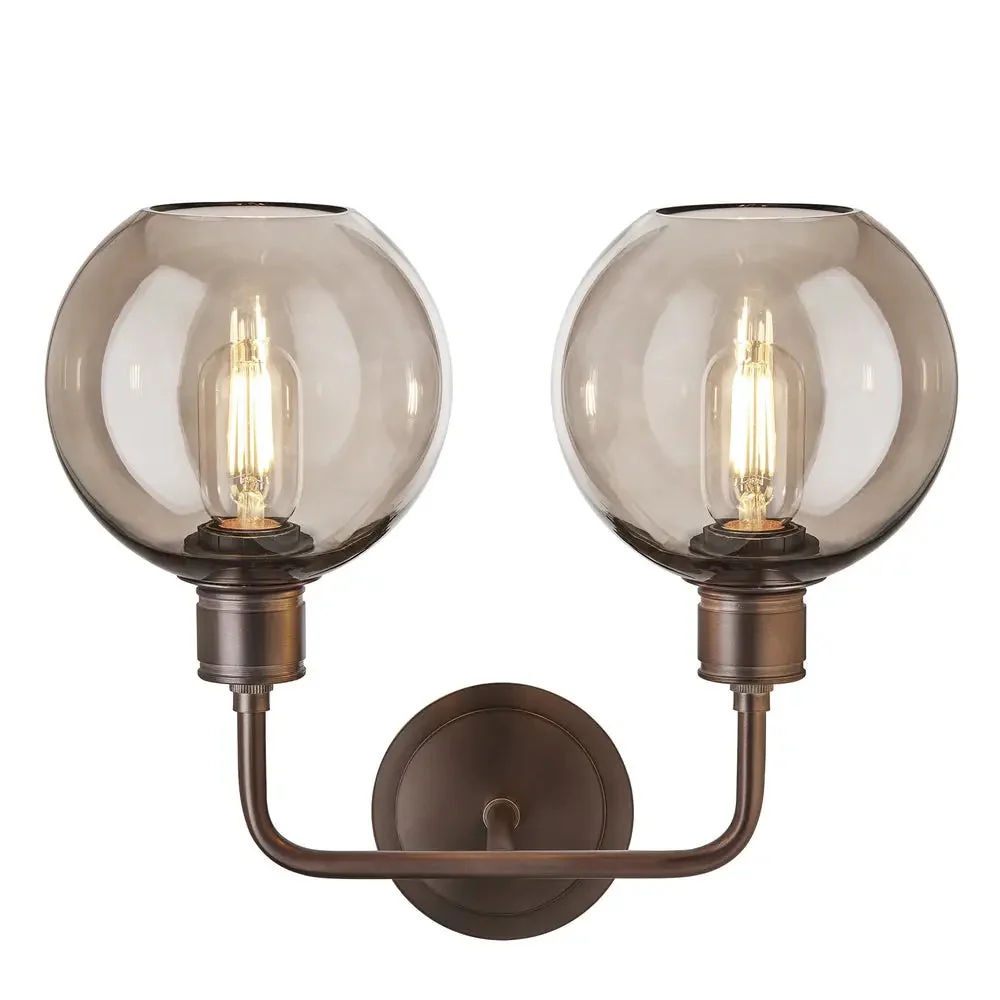 Albany Glass Globe 1/2Lt Wall Light - Clear/ Mocha Shades - Image 19