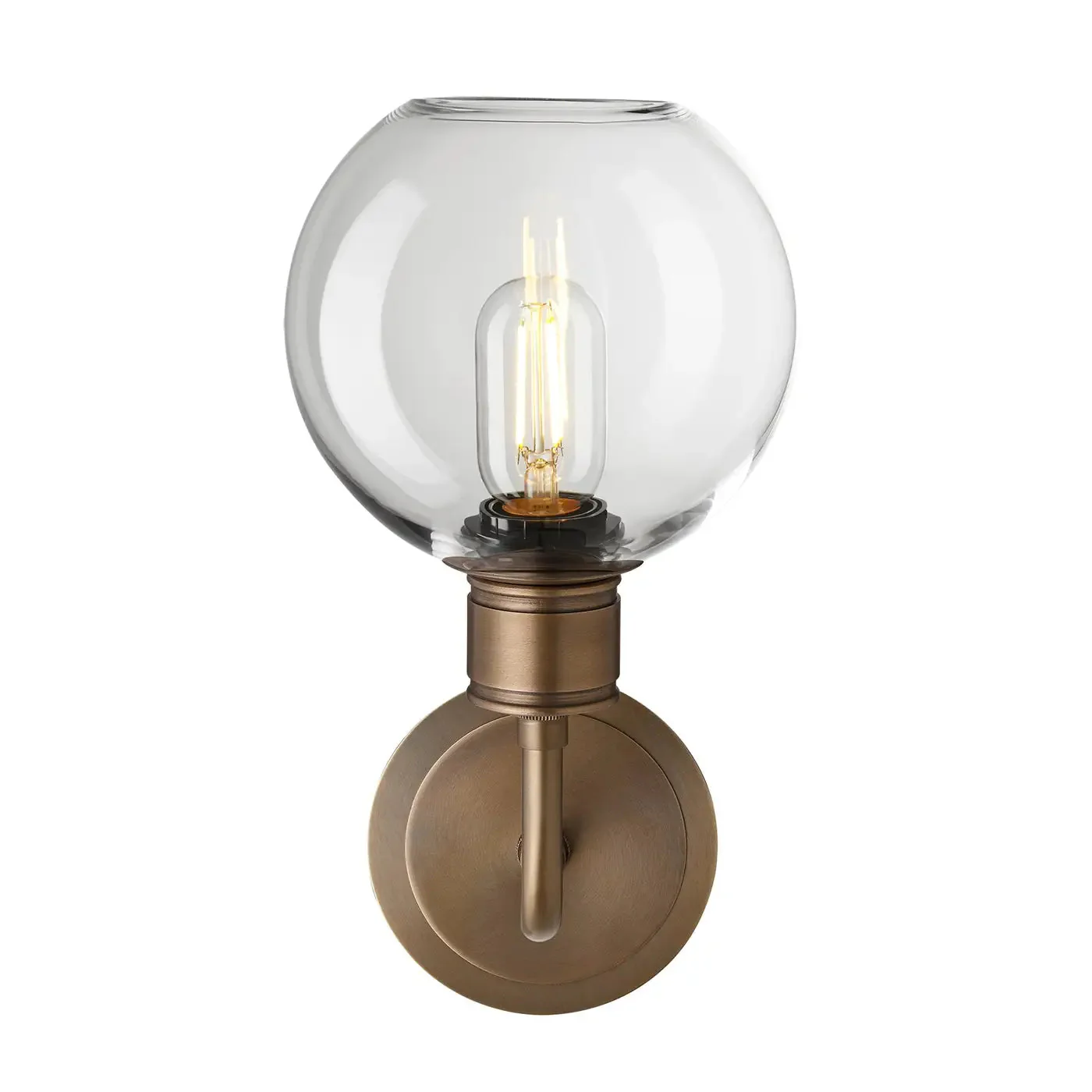 Albany Glass Globe 1/2Lt Wall Light - Clear/ Mocha Shades - Image 2