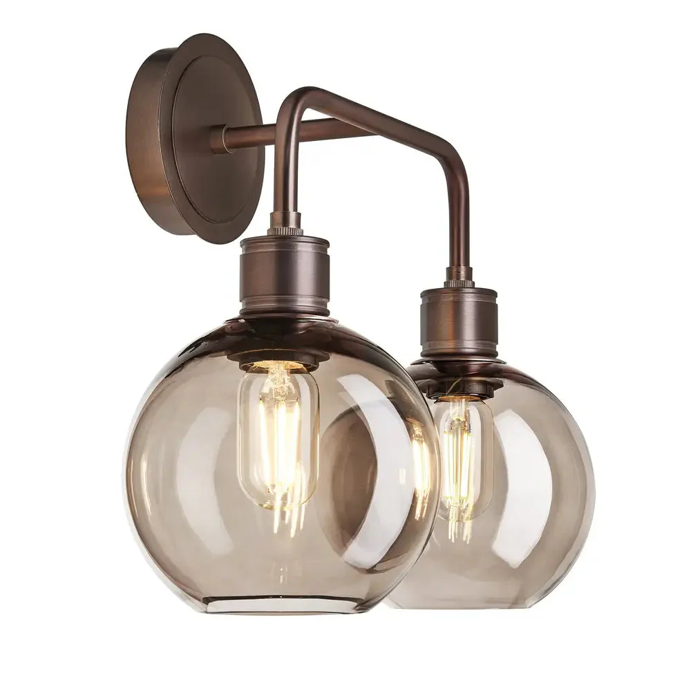 Albany Glass Globe 1/2Lt Wall Light - Clear/ Mocha Shades - Image 20