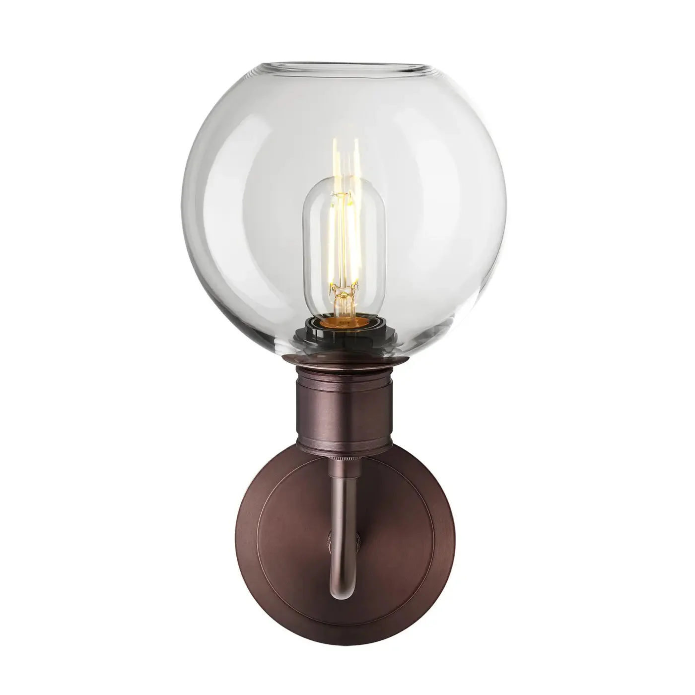 Albany Glass Globe 1/2Lt Wall Light - Clear/ Mocha Shades - Image 3