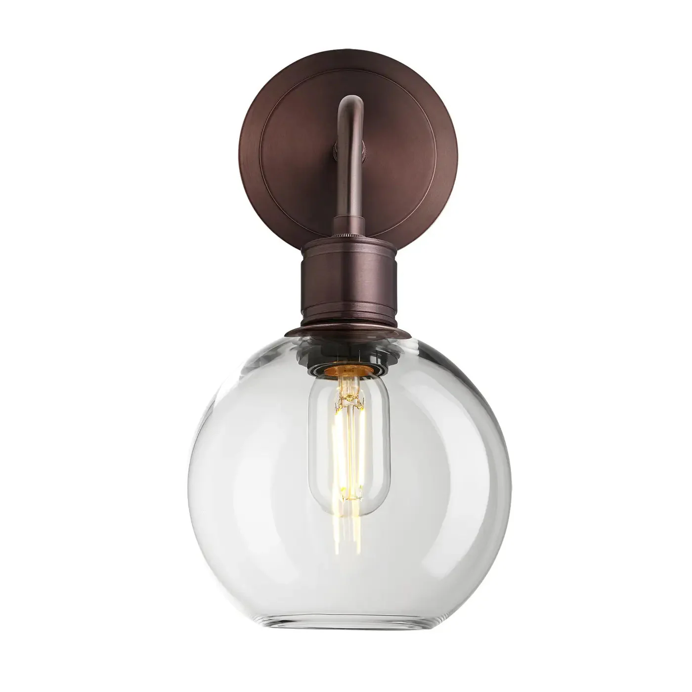 Albany Glass Globe 1/2Lt Wall Light - Clear/ Mocha Shades - Image 4