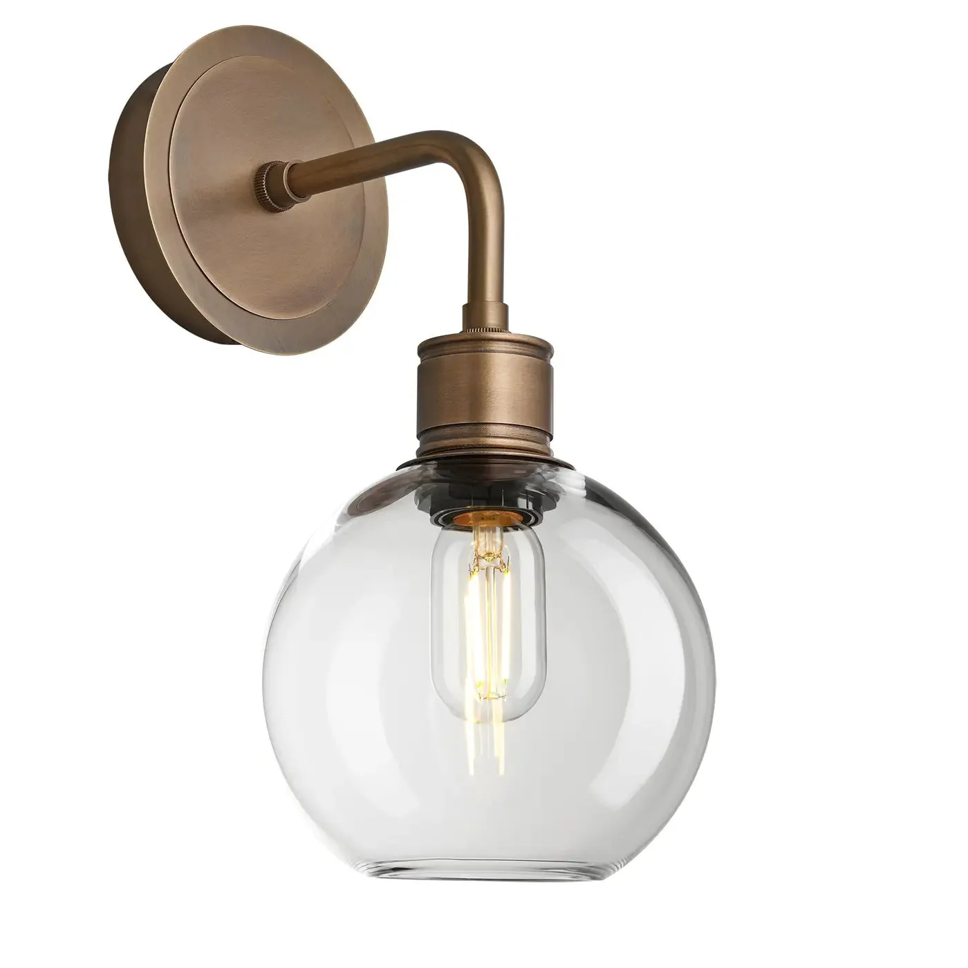 Albany Glass Globe 1/2Lt Wall Light - Clear/ Mocha Shades - Image 5
