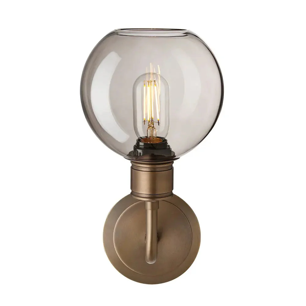 Albany Glass Globe 1/2Lt Wall Light - Clear/ Mocha Shades - Image 6
