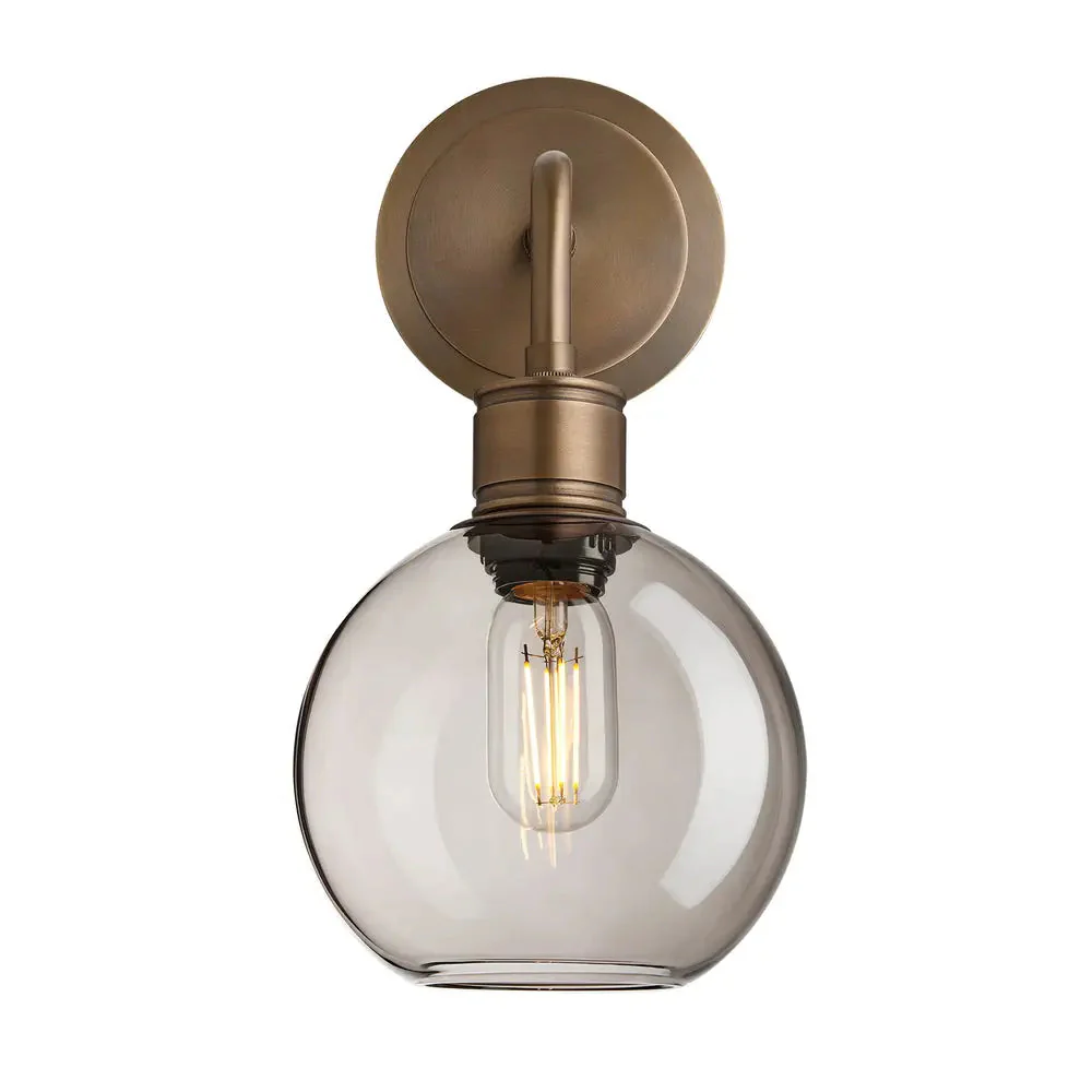 Albany Glass Globe 1/2Lt Wall Light - Clear/ Mocha Shades - Image 7