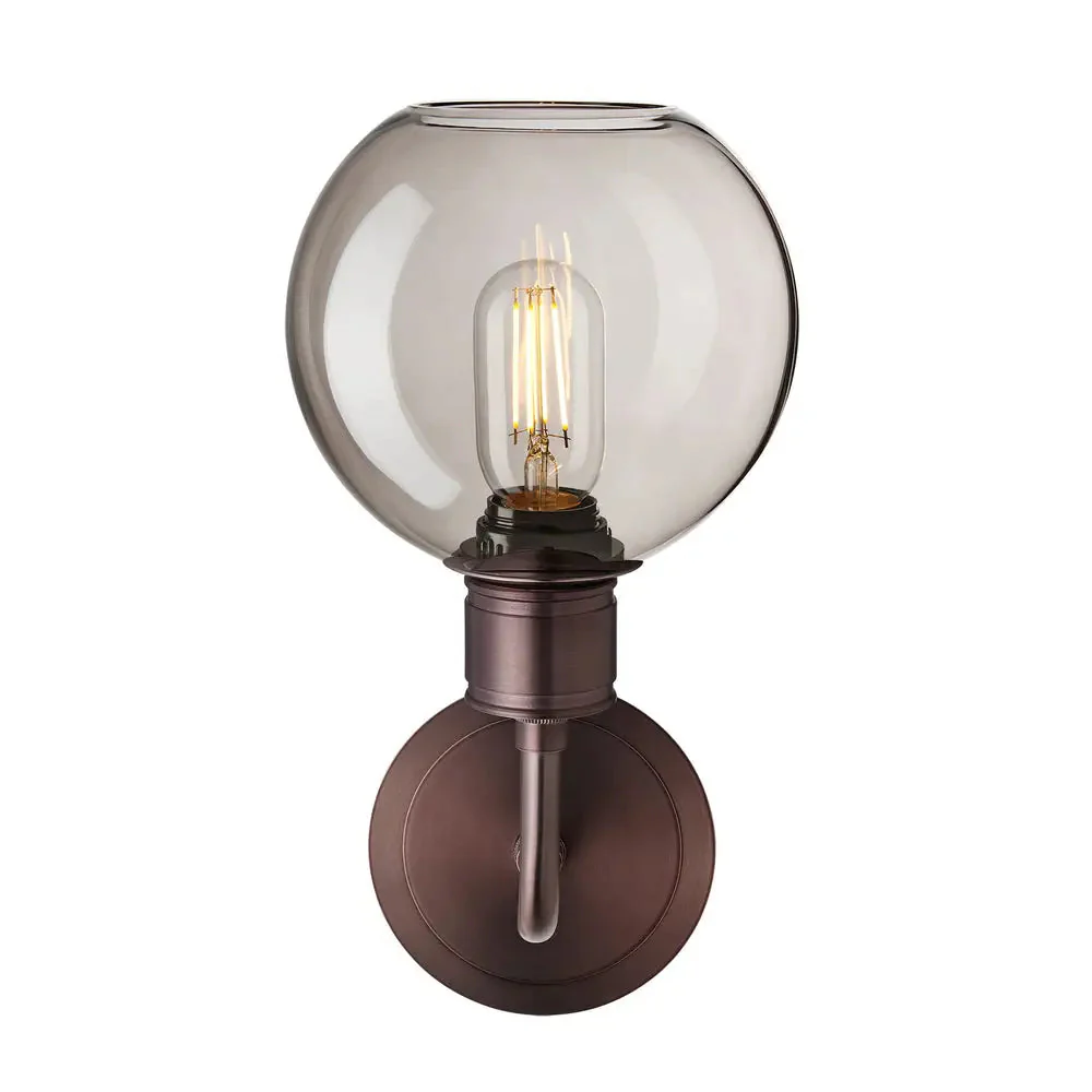 Albany Glass Globe 1/2Lt Wall Light - Clear/ Mocha Shades - Image 8