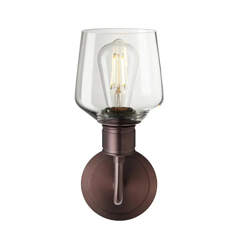 Albany Glass Schoolhouse 1/2Lt Wall Light - Clear/ Mocha Shades - Image 11