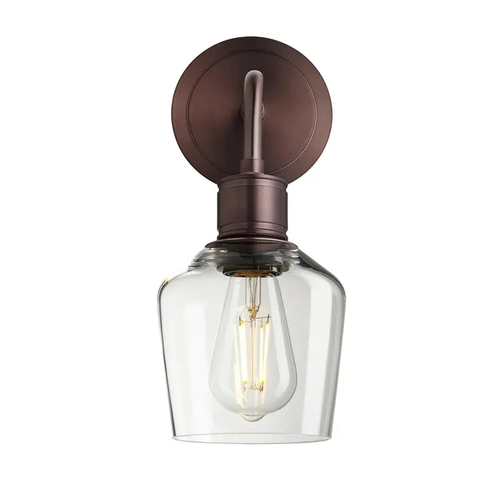 Albany Glass Schoolhouse 1/2Lt Wall Light - Clear/ Mocha Shades - Image 12