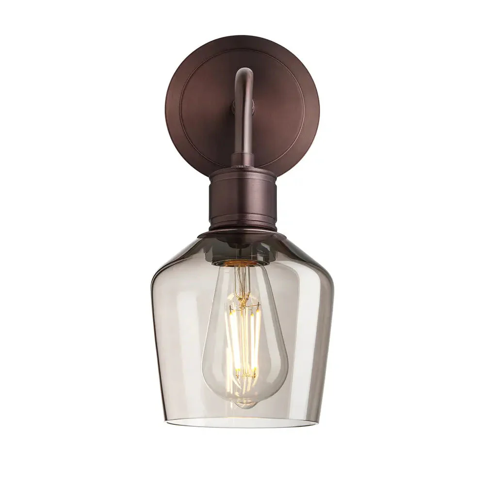 Albany Glass Schoolhouse 1/2Lt Wall Light - Clear/ Mocha Shades - Image 16
