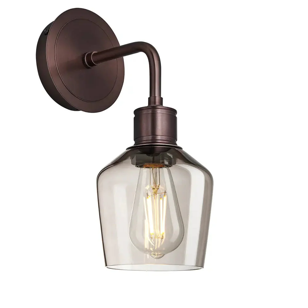 Albany Glass Schoolhouse 1/2Lt Wall Light - Clear/ Mocha Shades - Image 17
