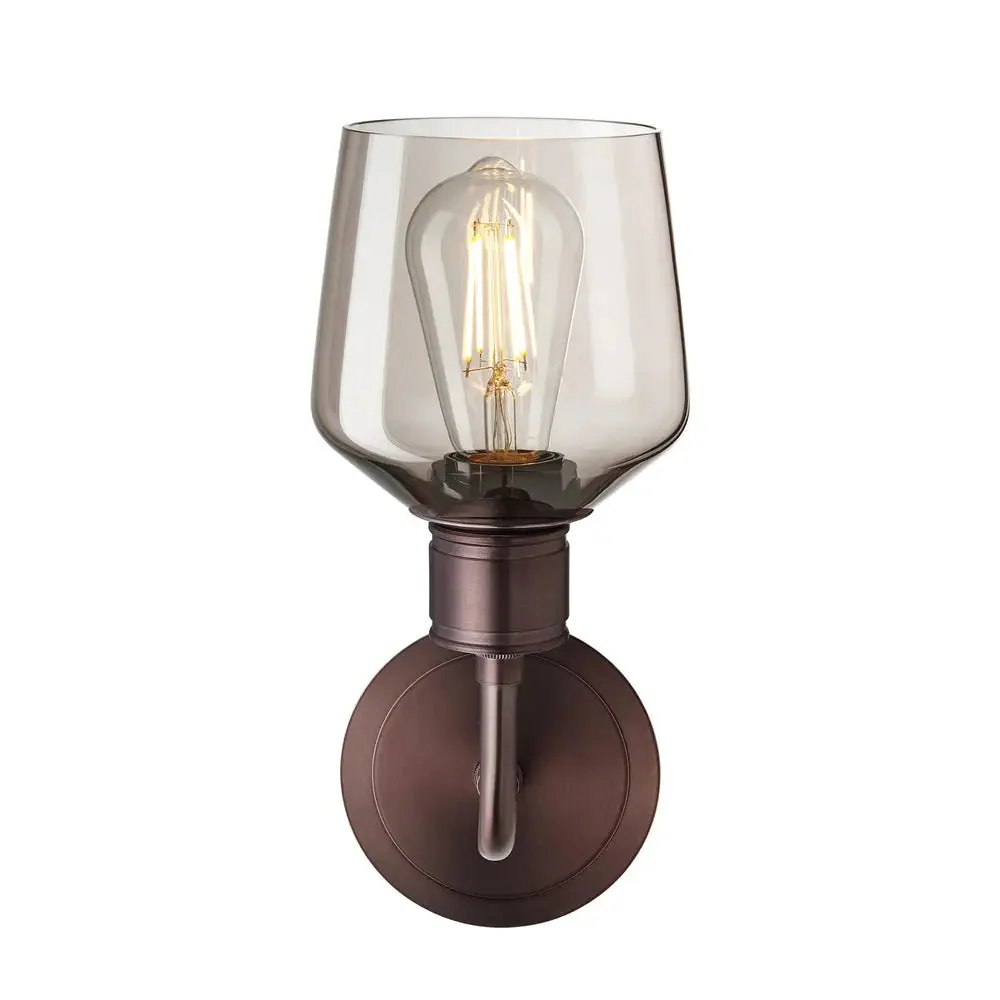 Albany Glass Schoolhouse 1/2Lt Wall Light - Clear/ Mocha Shades - Image 18