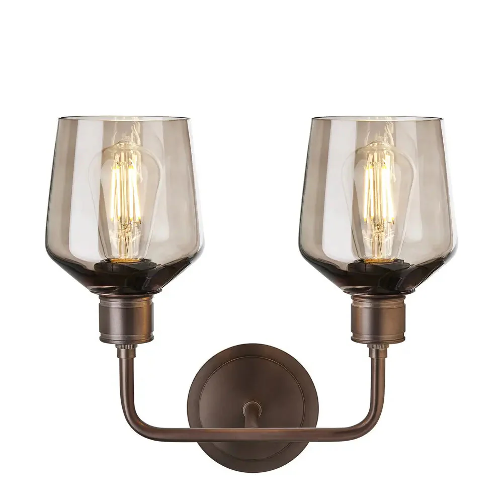 Albany Glass Schoolhouse 1/2Lt Wall Light - Clear/ Mocha Shades - Image 20