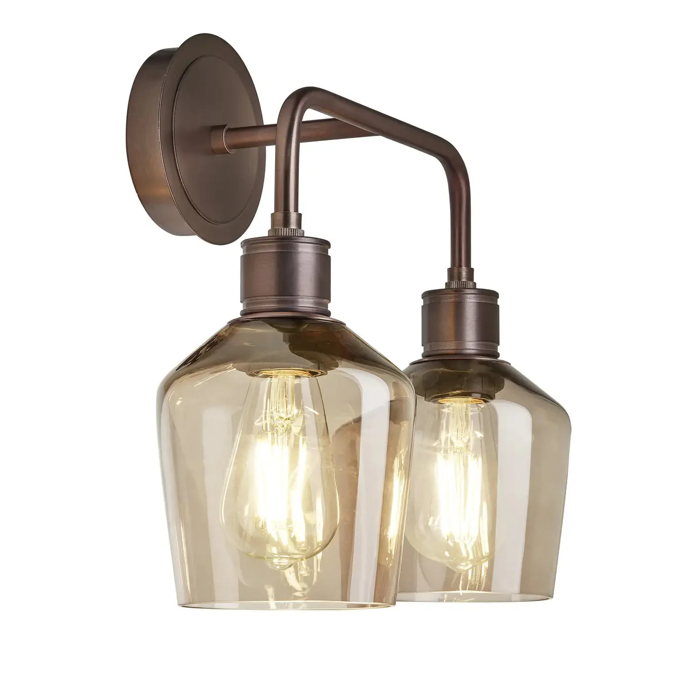 Albany Glass Schoolhouse 1/2Lt Wall Light - Clear/ Mocha Shades - Image 21