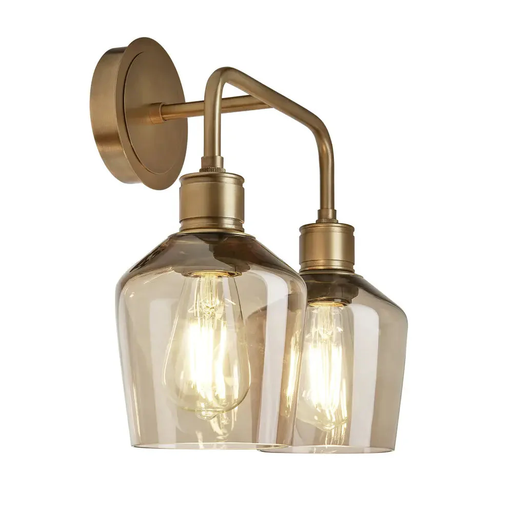 Albany Glass Schoolhouse 1/2Lt Wall Light - Clear/ Mocha Shades - Image 22