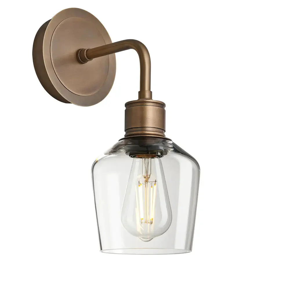 Albany Glass Schoolhouse 1/2Lt Wall Light - Clear/ Mocha Shades - Image 3
