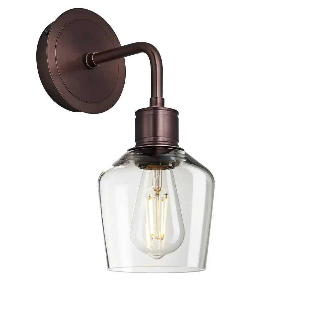 Albany Glass Schoolhouse 1/2Lt Wall Light - Clear/ Mocha Shades - Image 4